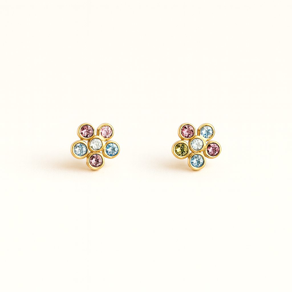 Pendientes Flor Colores Rosca