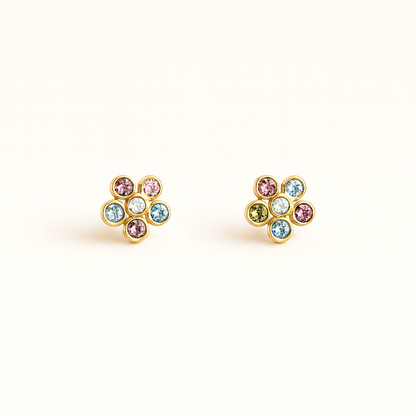 Pendientes Flor Colores Rosca