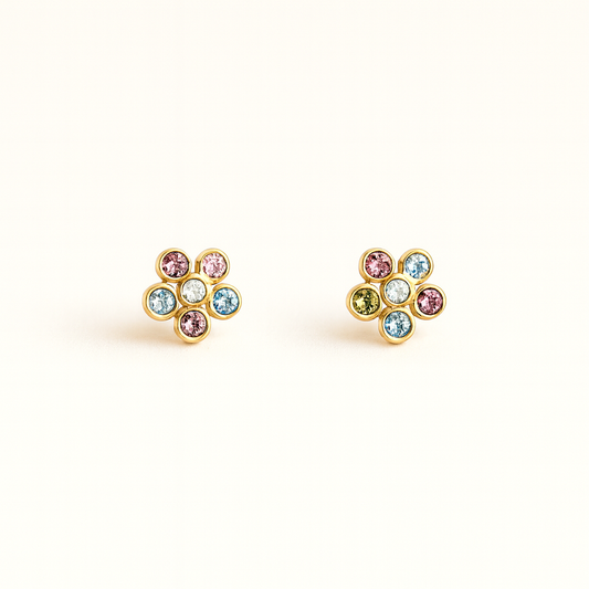 Pendientes Flor Colores Rosca