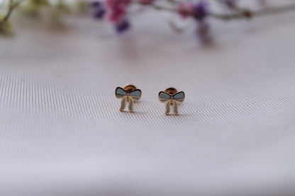 Pendientes Lazo Azul Rosca