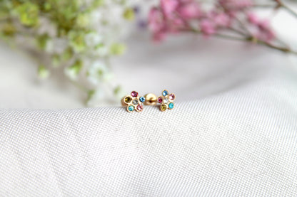 Pendientes Flor Colores Rosca