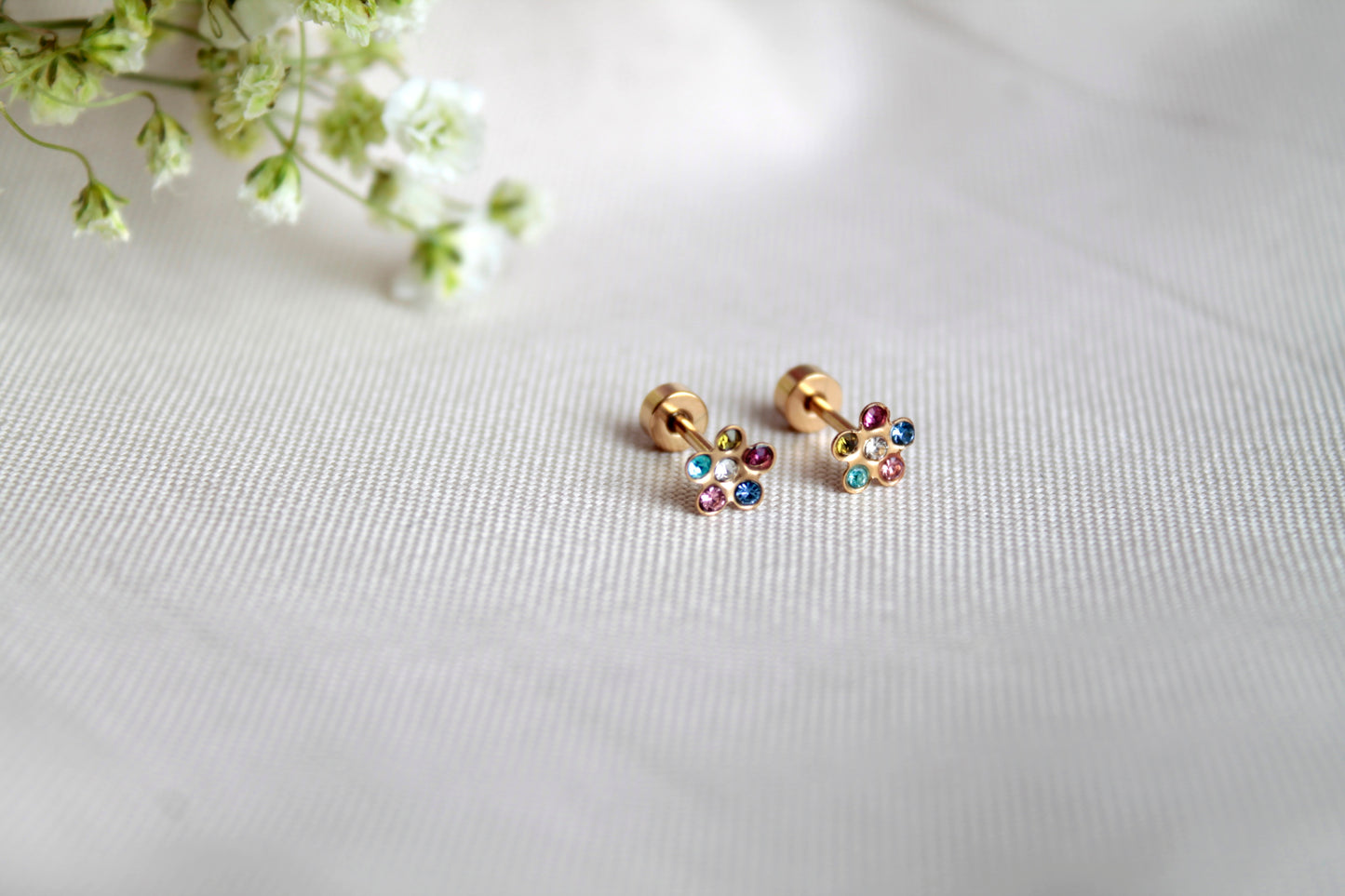 Pendientes Flor Colores Rosca