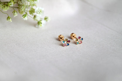 Pendientes Flor Colores Rosca