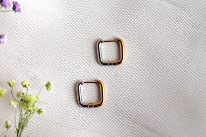 Argollas Rectangulares Bicolor