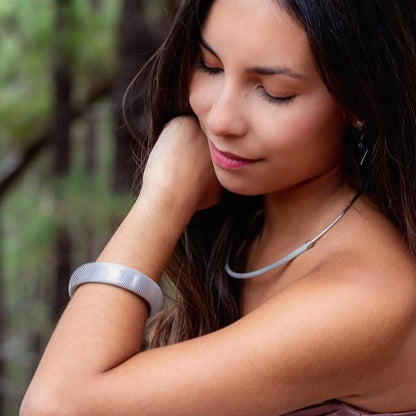 PULSERA PLATEADA ACERO INOXIDABLE CON MALLA