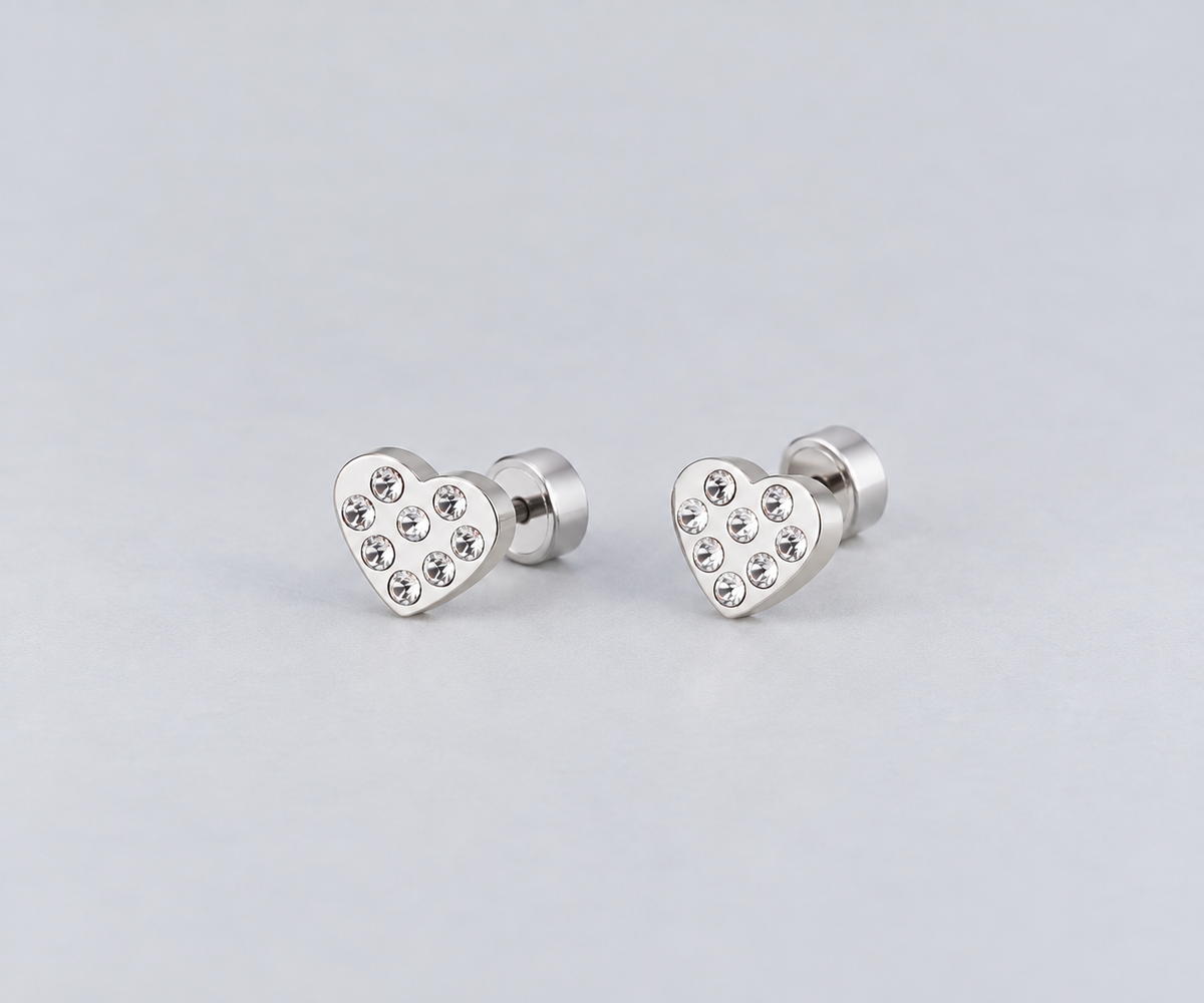 Heart-shaped press-on earrings